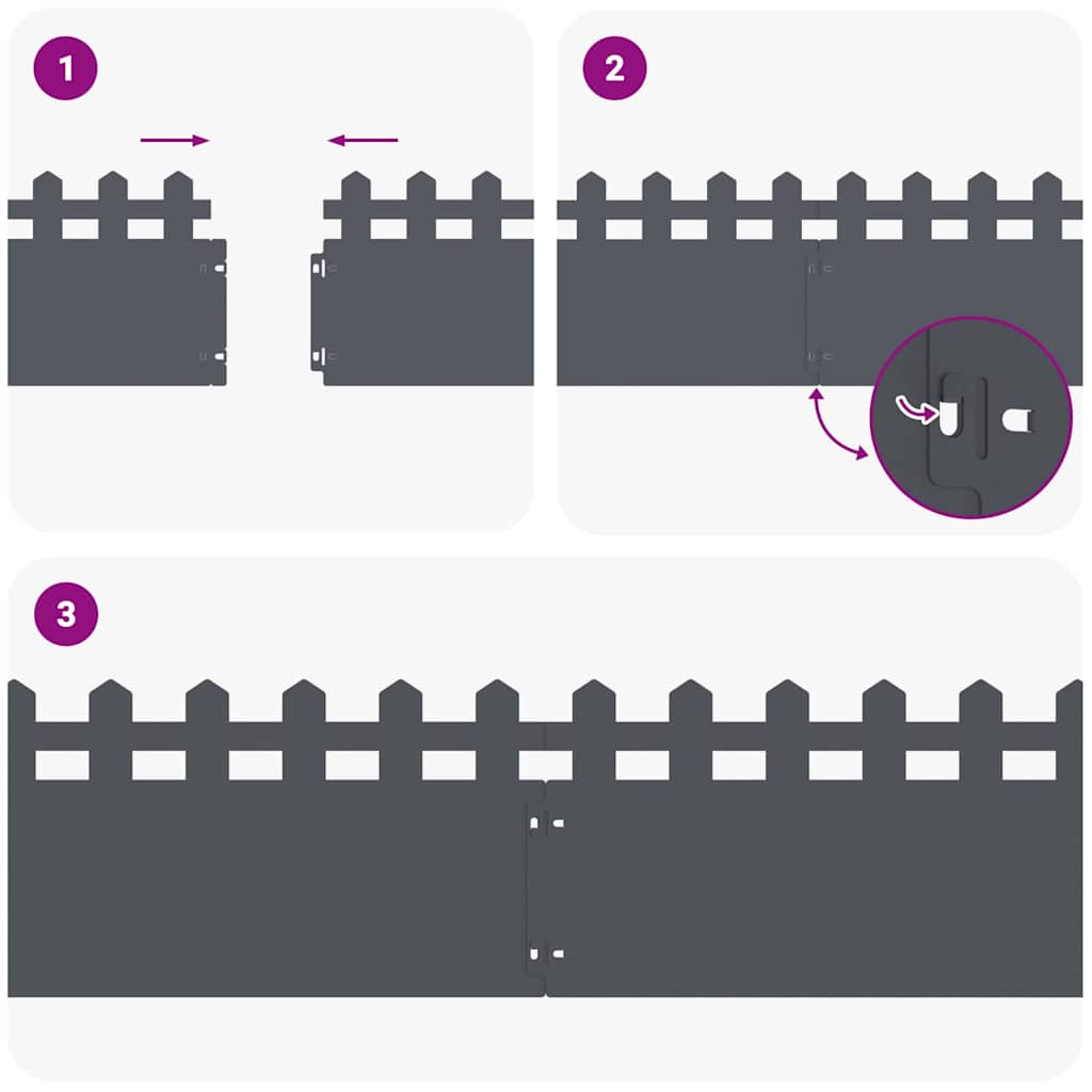 Περιγράμματα γκαζόν 30 pcs Ανθρακί 103 x 0,05 x 22 εκ Ατσάλι - Image 9