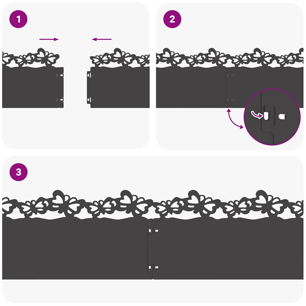 Περιγράμματα γκαζόν 20 pcs Μαύρο 103 x 0,05 x 22 εκ Ατσάλι - Image 9