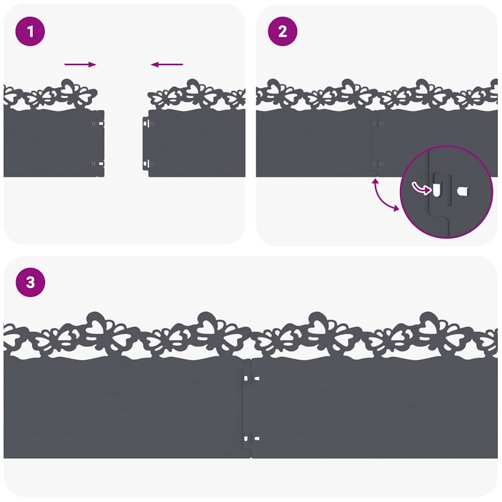 Περιγράμματα γκαζόν 10 pcs Ανθρακί 103 x 0,05 x 22 εκ Ατσάλι - Image 9