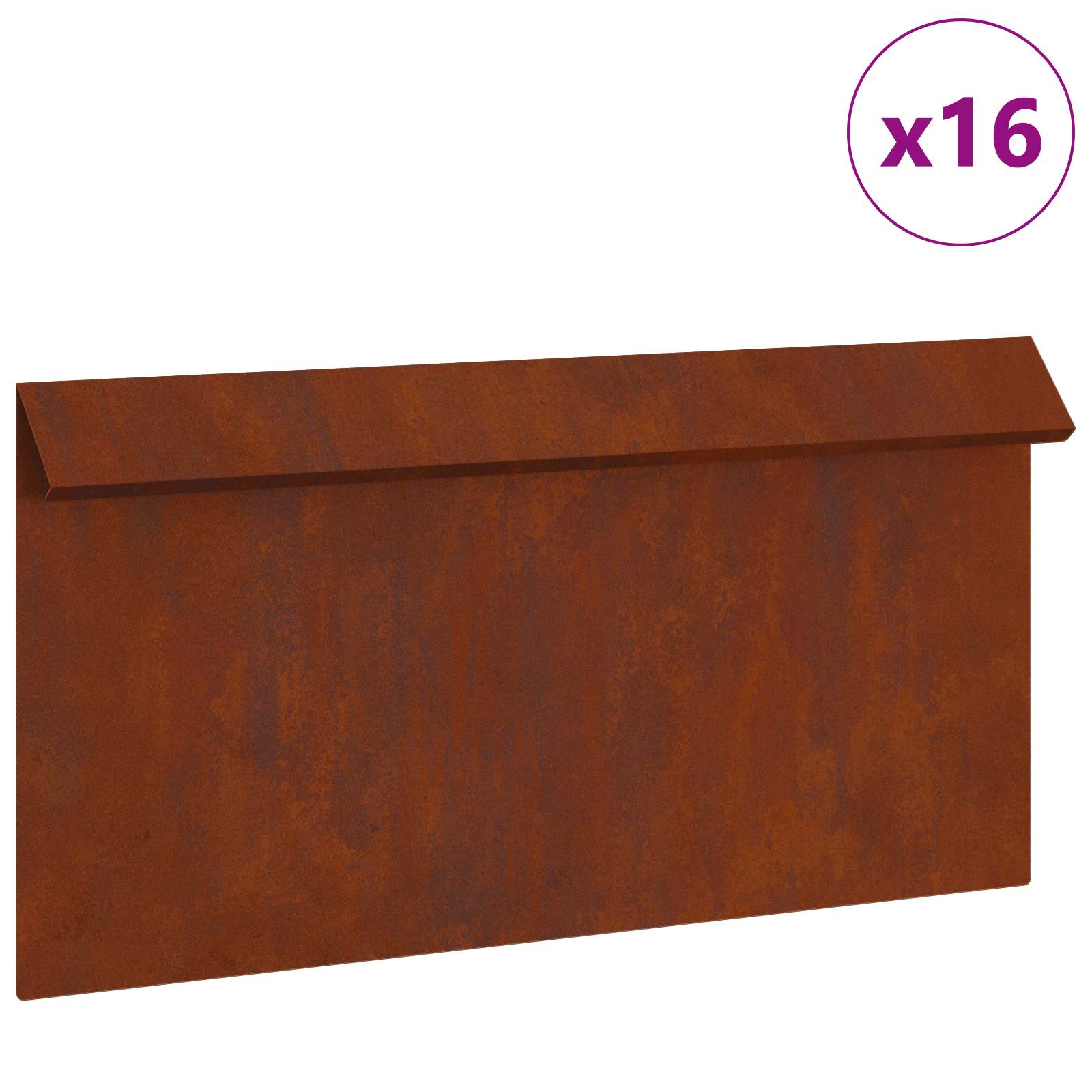 vidaXL Slimáková ohrada 16 ks 50 x 3,5 x 25 cm Hrdzavý