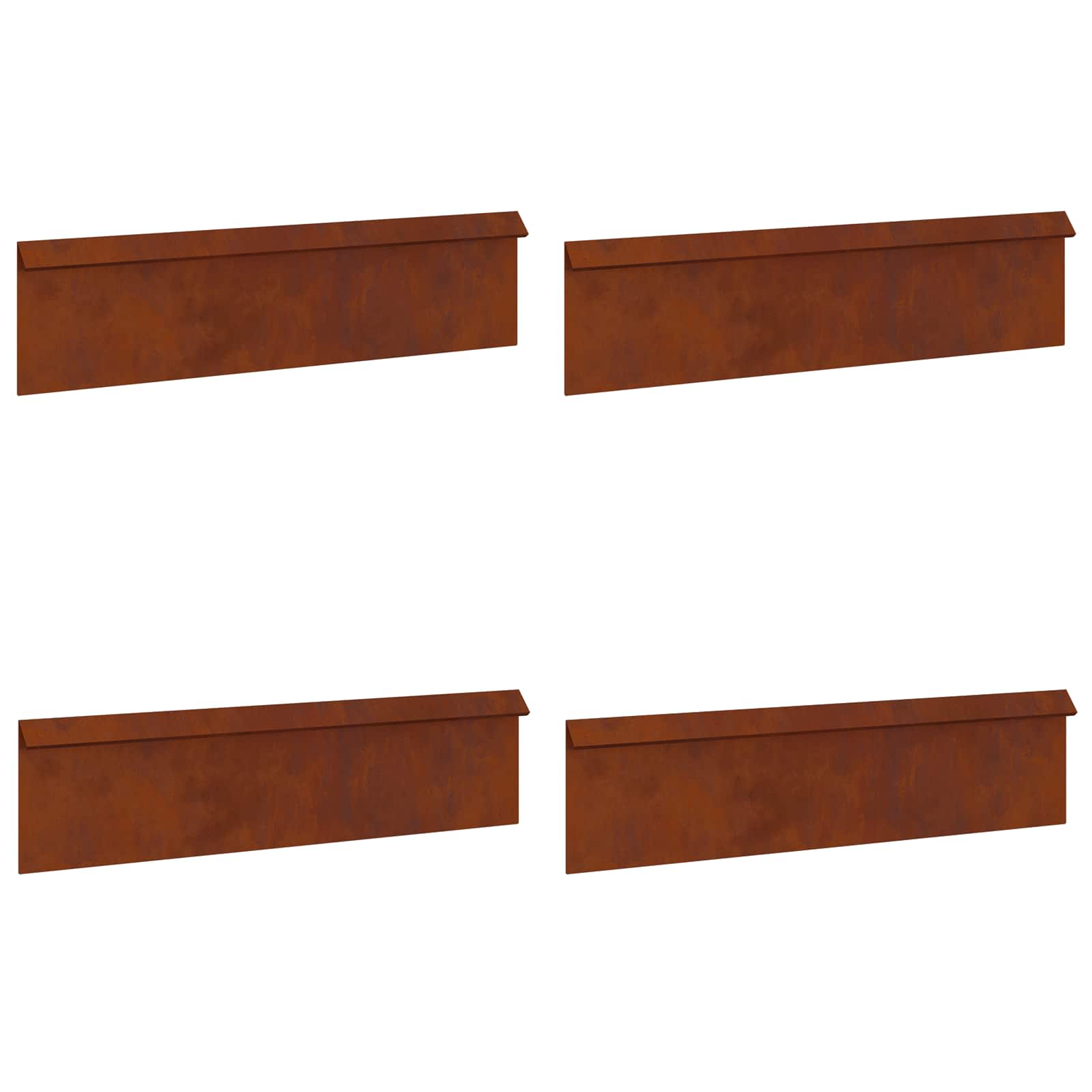 vidaXL Slimáková ohrada 4 ks 100 x 3,5 x 25 cm Hrdzavý