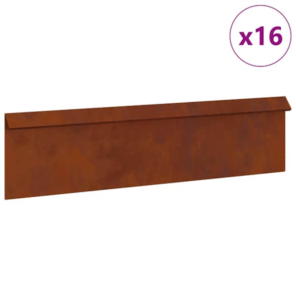 vidaXL &Uuml;kssarviku aed 16 tk 100 x 3,5 x 25 cm Ilmastikukindel teras