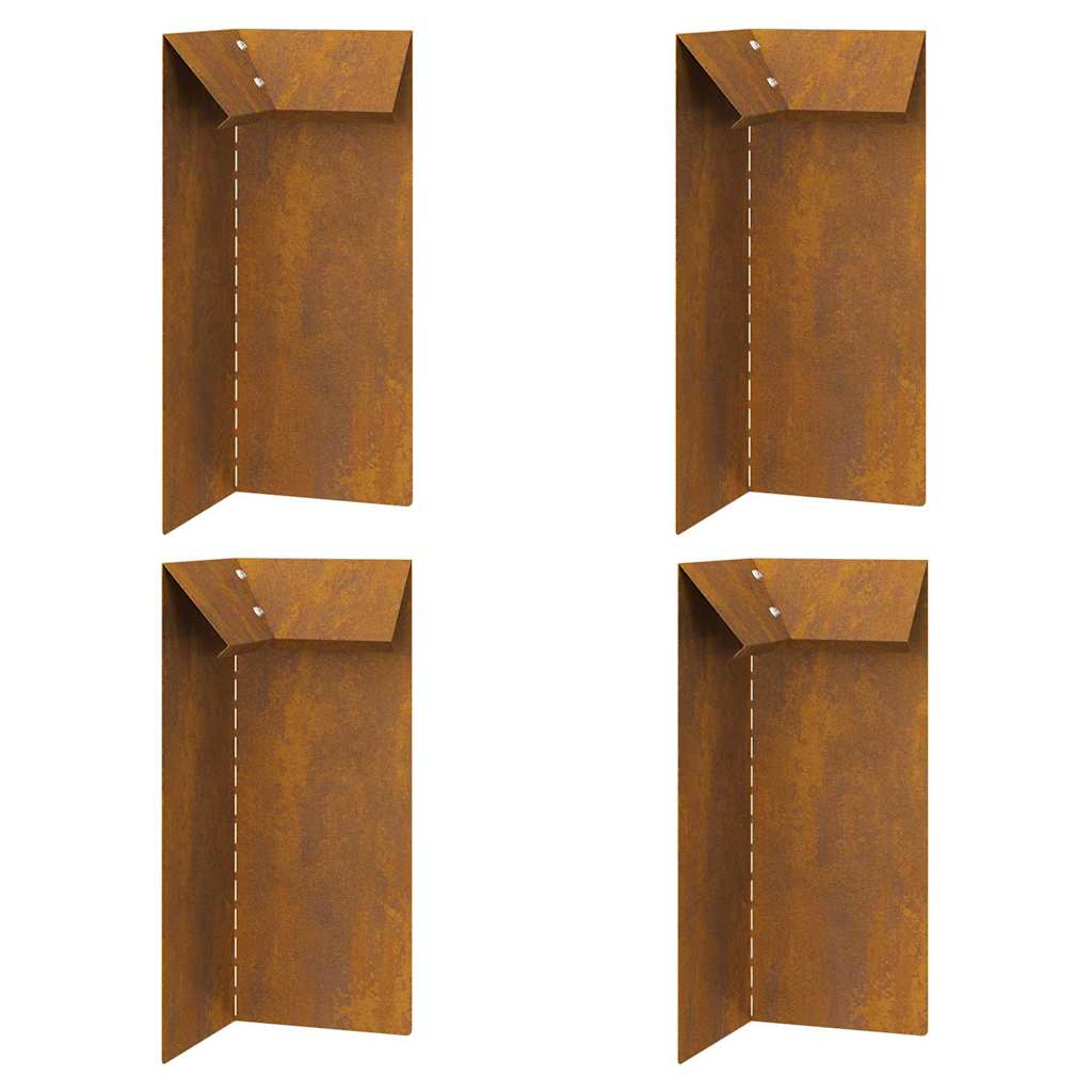 vidaXL Gard pentru melci 4 pcs Ruginit 10 x 10 x 25 cm