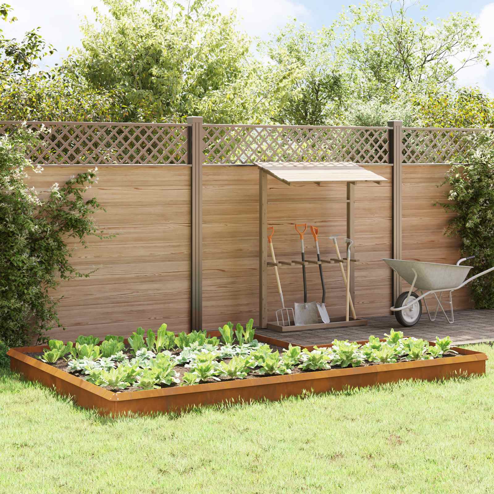 vidaXL Schneckenzauns 16 pcs Rostig Wetterfeststahl