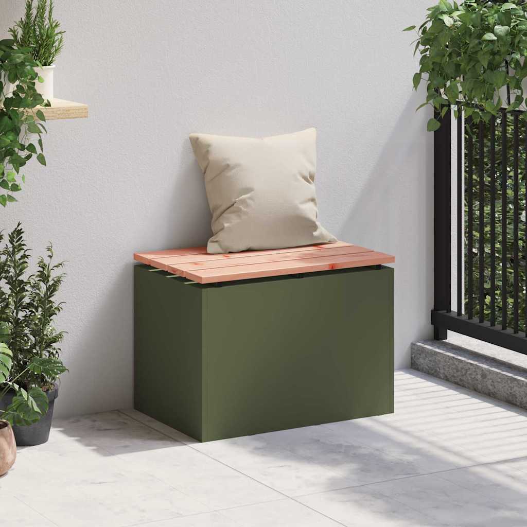 vidaXL Tuinbank Olijfgroen 60 x 40 x 43 cm Staal