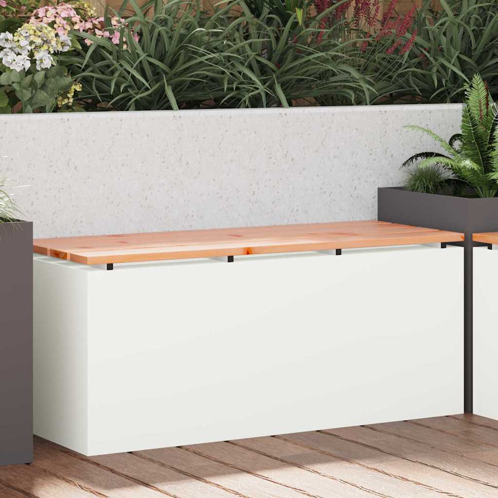 Mobilier de grădină - Bancă de grădină Alb 100 x 40 x 43 cm Oțel