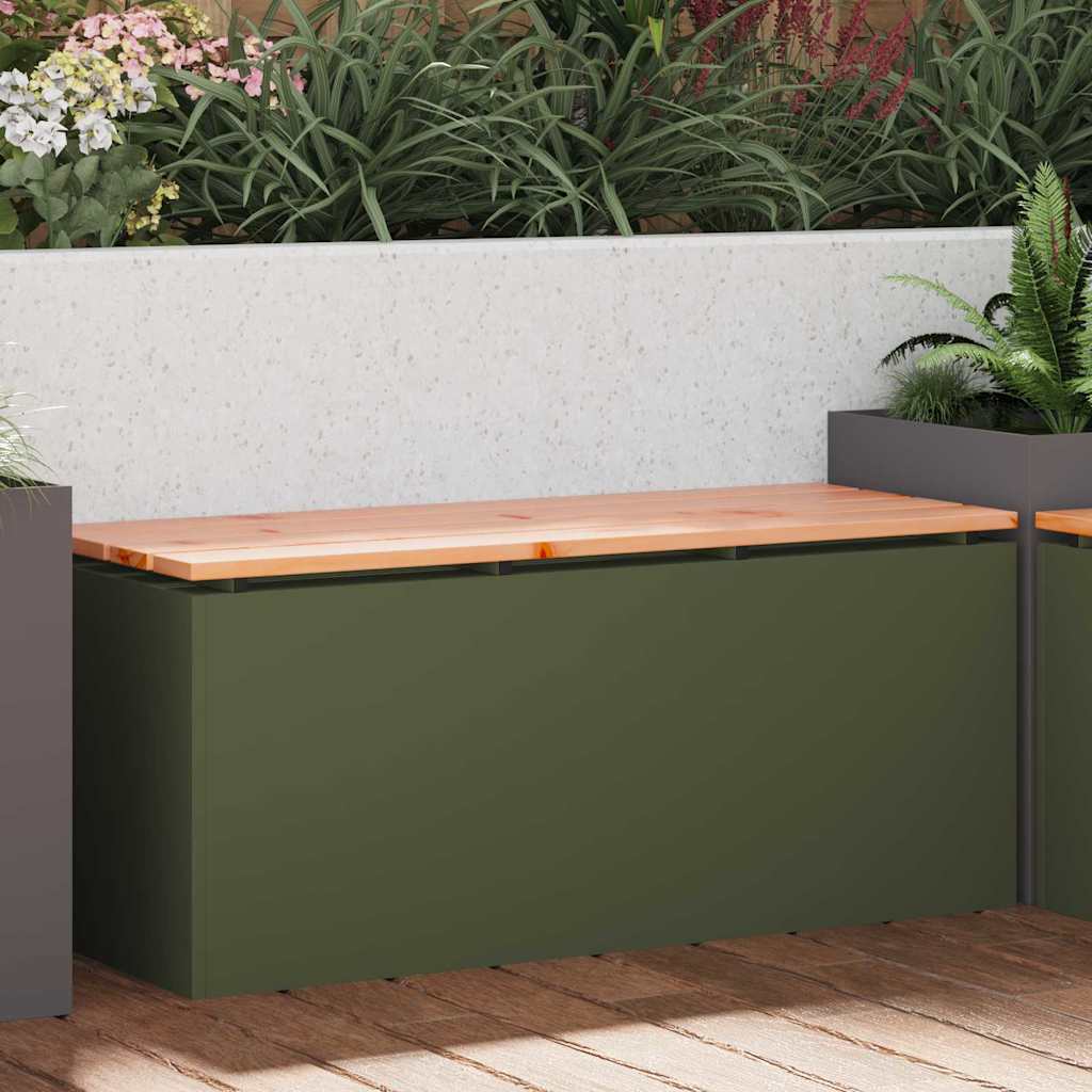 Mobilier de grădină - Bancă de grădină Olivengrønn 100 x 40 x 43 cm Oțel