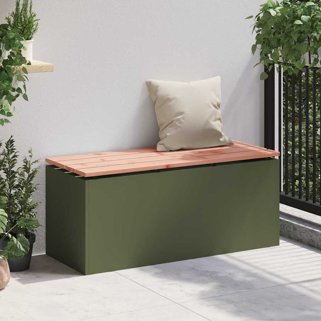 vidaXL Tuinbank Olijfgroen 100 x 40 x 43 cm Staal