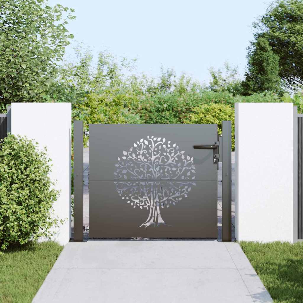 vidaXL Tuinpoort met slot Zwart 105 x 100 cm Poedergecoat staal