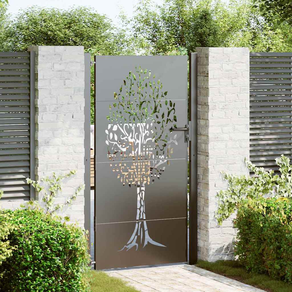vidaXL Poartă de grădină, Poartă de grădină 105x75 cm Oțel Corten cu design de copac