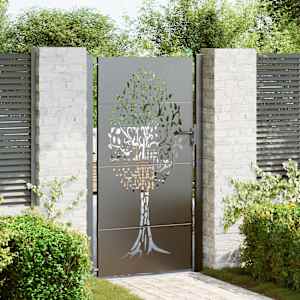 Vrtna vrata Črna 110 x 205 cm Jeklo s prašnim premazom