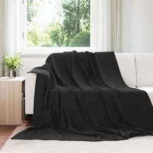 Plažová deka Černá 240 x 270 cm Fleece - obrázek 1
