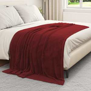 Plažová deka Bordeaux červená 150 x 200 cm Fleece - obrázek 3