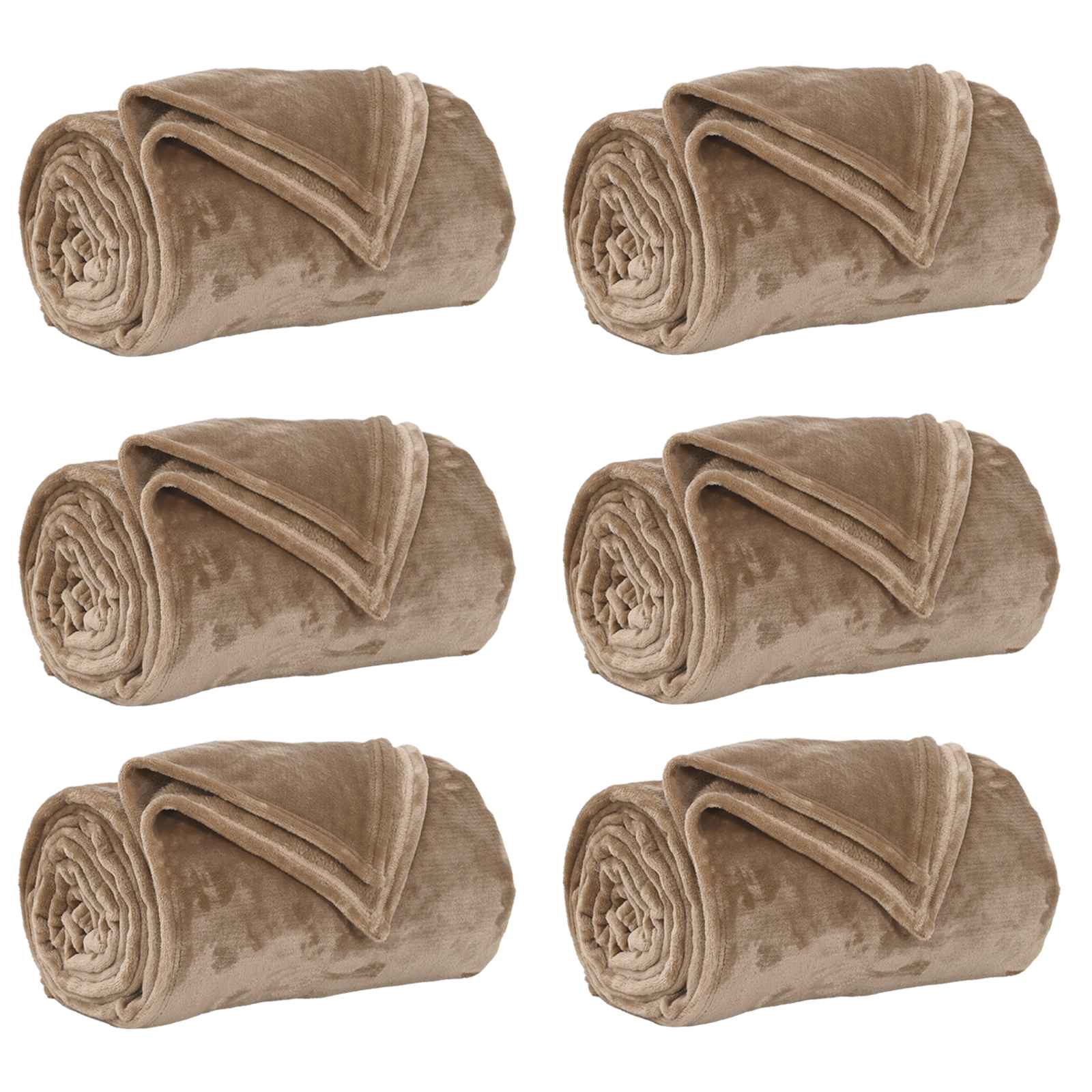 Pături de aruncat 6 pcs Culoare Cămilă 130 x 150 cm Molton [1]