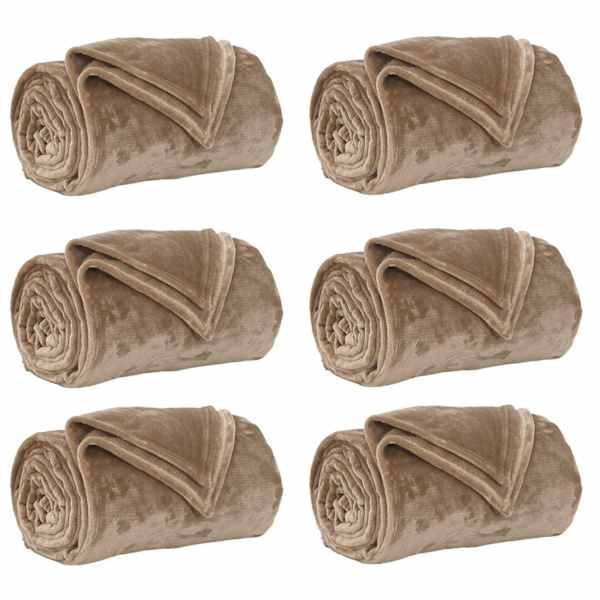vidaXL Viskab tekid 6 tk Kamel 150 x 200 cm 4.68 kg Fliis