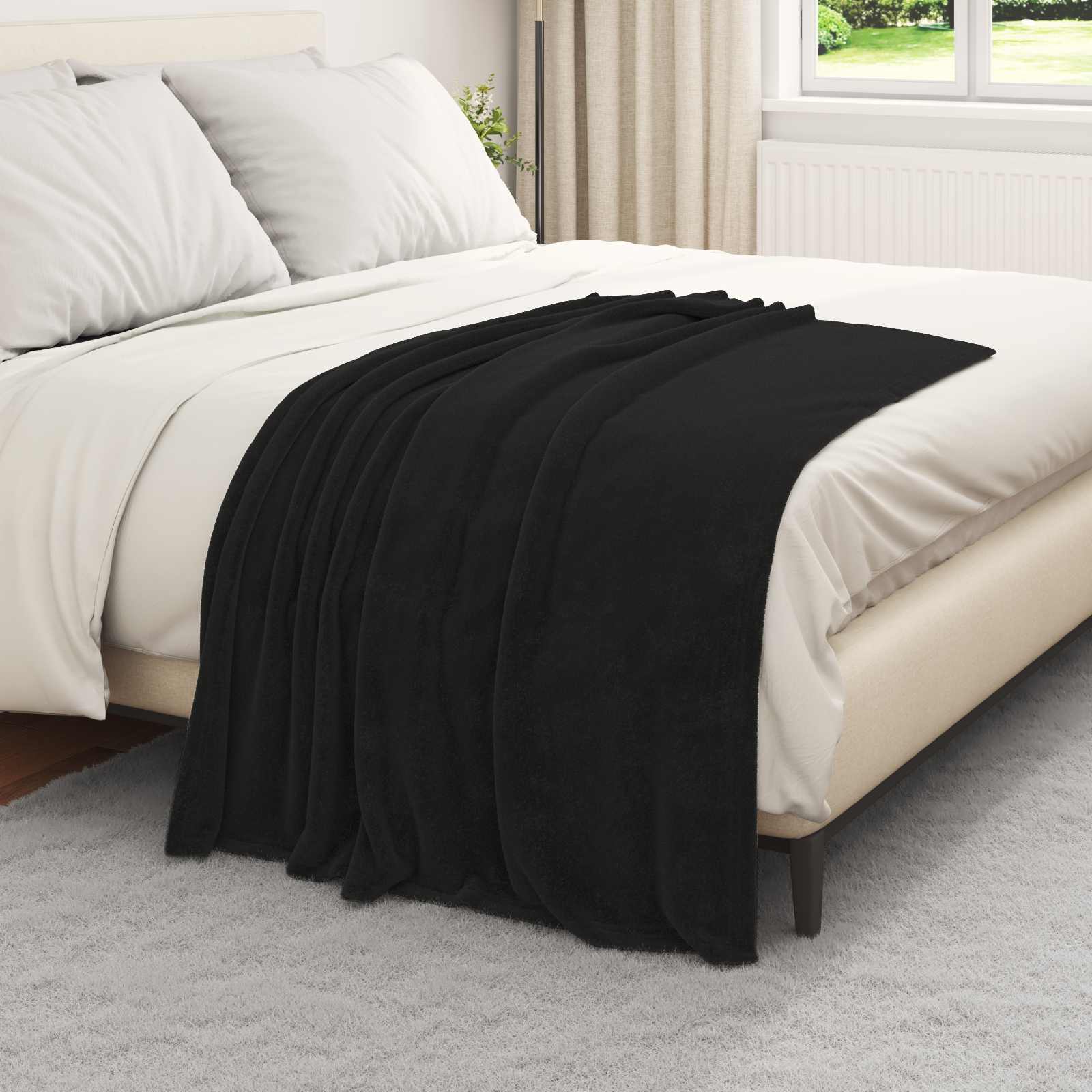 Pături de aruncat 6 pcs Negru 130 x 150 cm Molton [2]