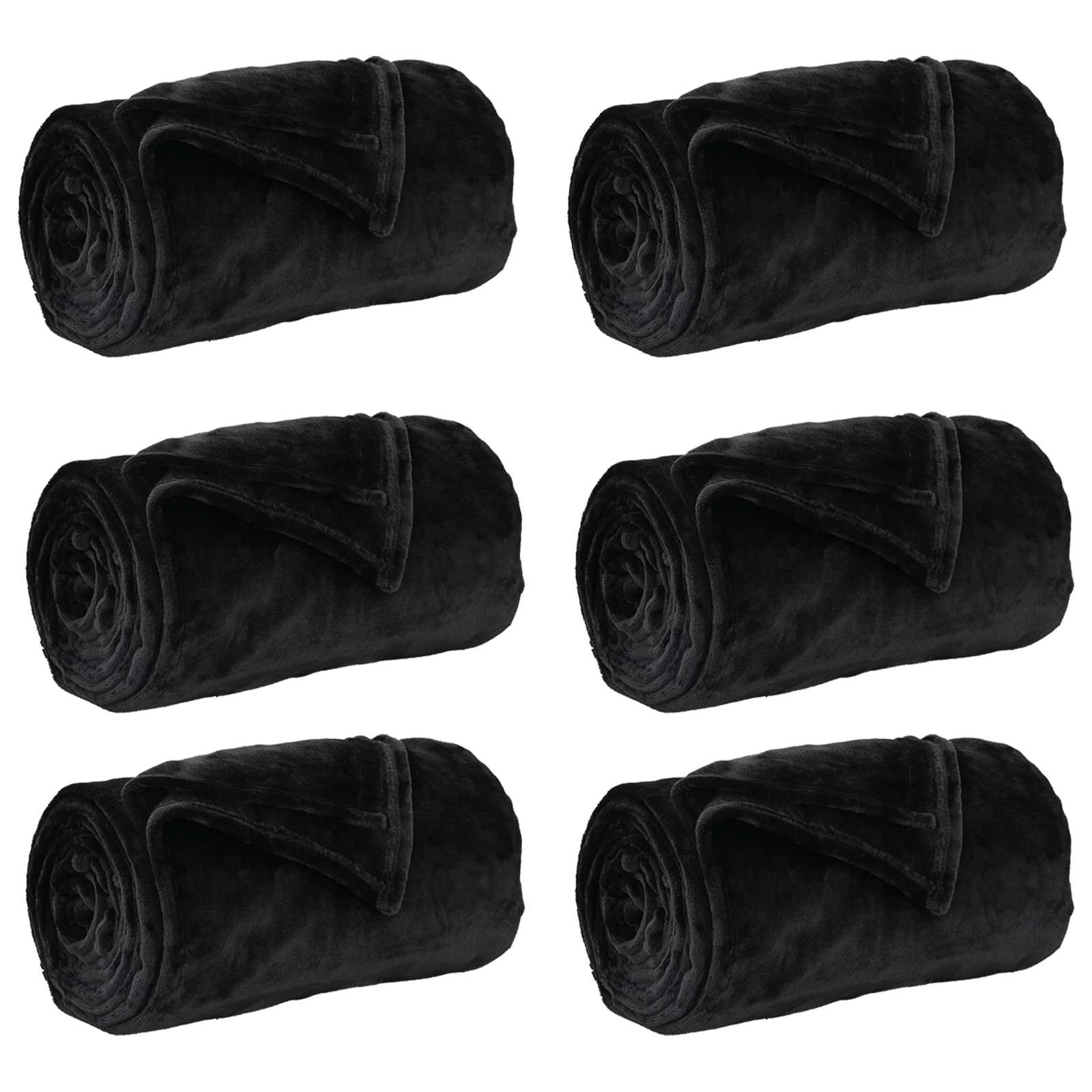 Pături de aruncat 6 pcs Negru 130 x 150 cm Molton [1]