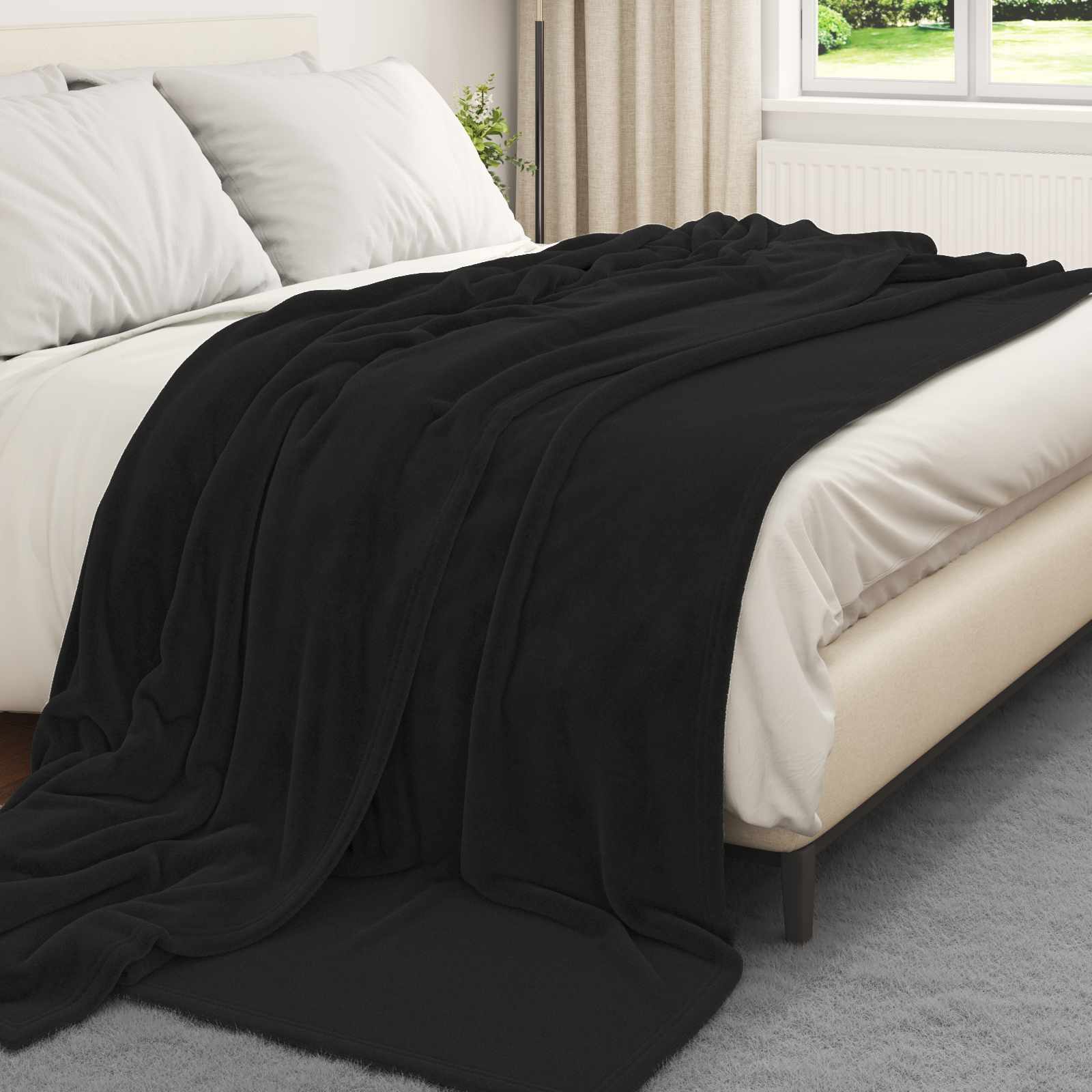 vidaXL Wohndecken 6 Stück Schwarz 240 x 270 cm Fleece