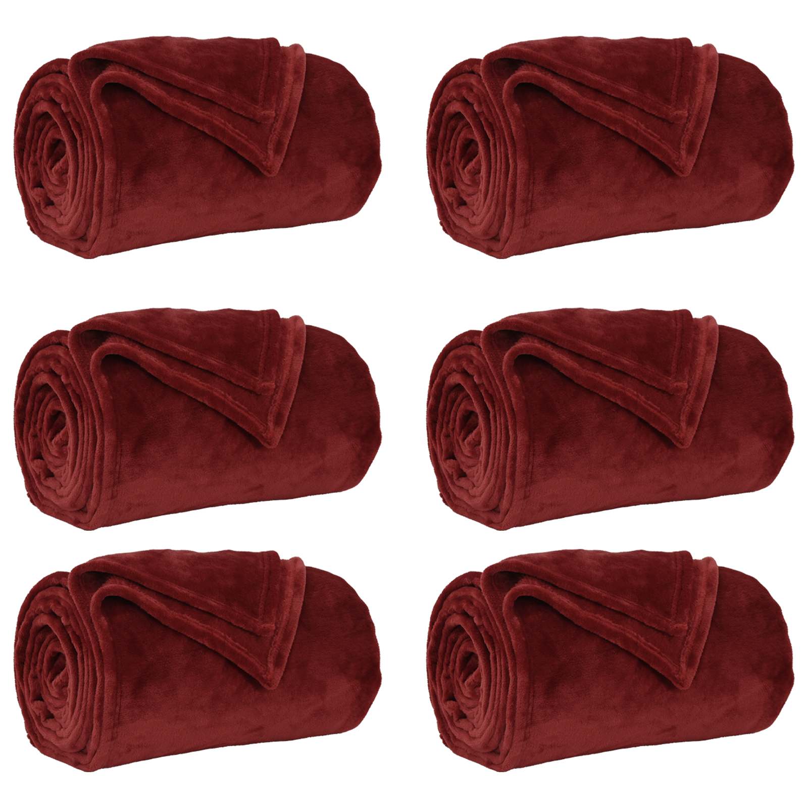 Casă & grădină - Pături de aruncat 6 pcs Roșu Bordeaux 130 x 150 cm Molton