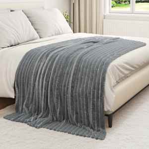 Plažová deka Tmavě šedá 200 x 150 cm Fleece - obrázek 3
