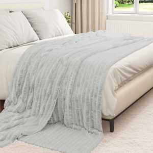 Plažová deka Šedá 270 x 240 cm Fleece - obrázek 3