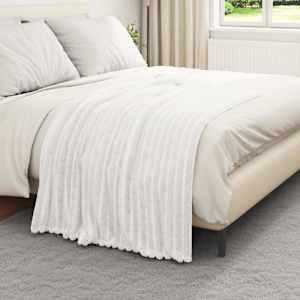 Plažová deka Bílá 150 x 130 cm Fleece - obrázek 3