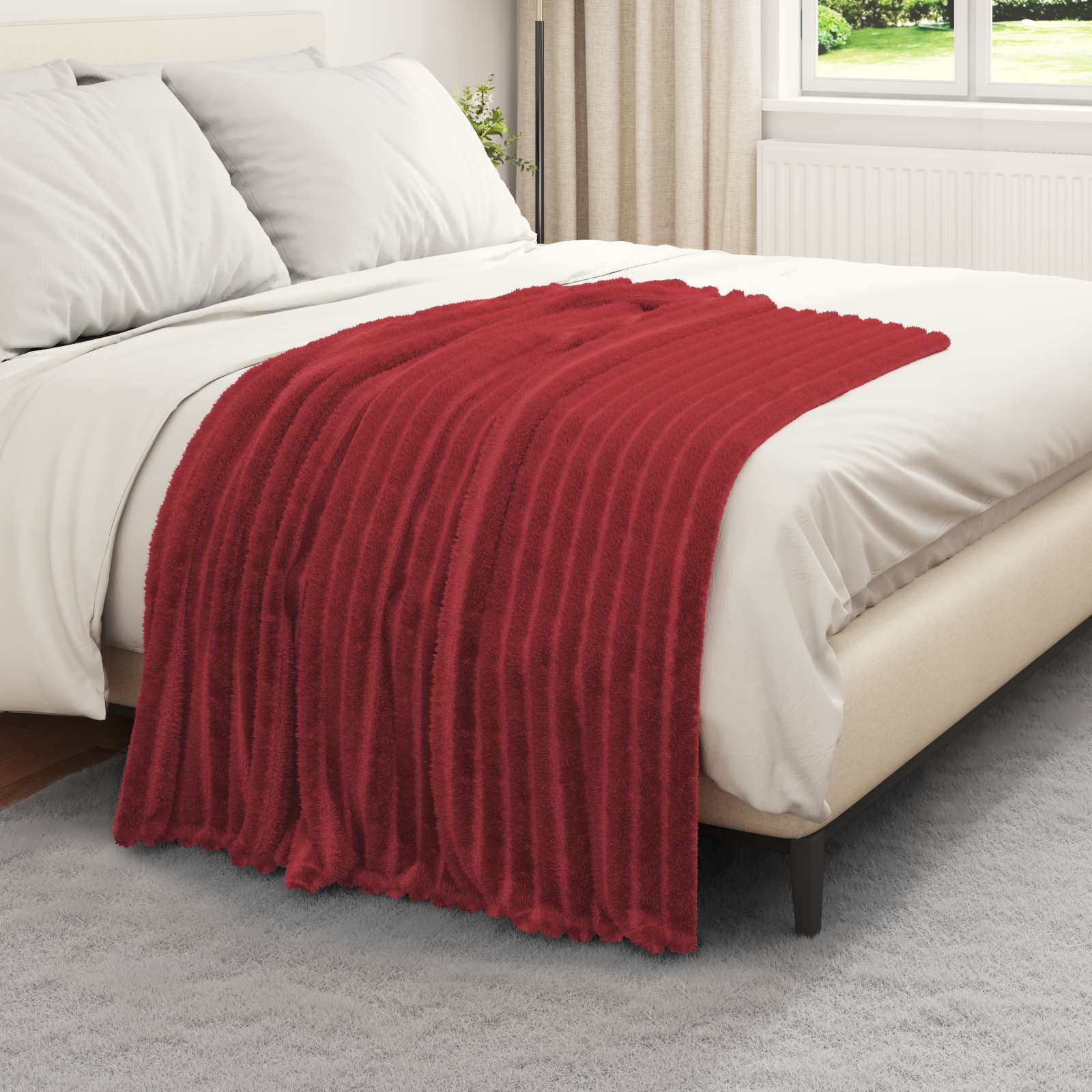 Gooi Deken Bordeaux Rood 150 x 130 cm Fleece image 3