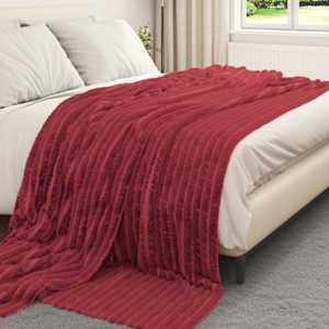 Plažová deka Bordeaux červená 270 x 240 cm Fleece - obrázek 3