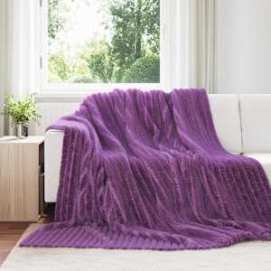 Plažová deka Fialová 240 x 220 cm Fleece - obrázek 1