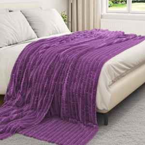 Plažová deka Fialová 240 x 220 cm Fleece - obrázek 3