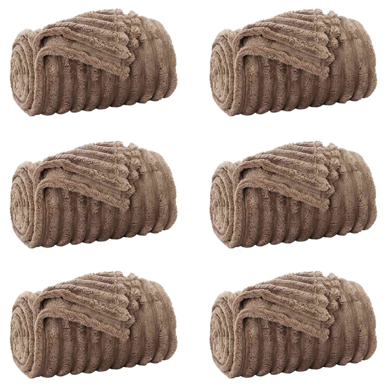 vidaXL Dekorační deky 6 ks Velbloudí 200 x 150 cm 4.75 kg Fleece