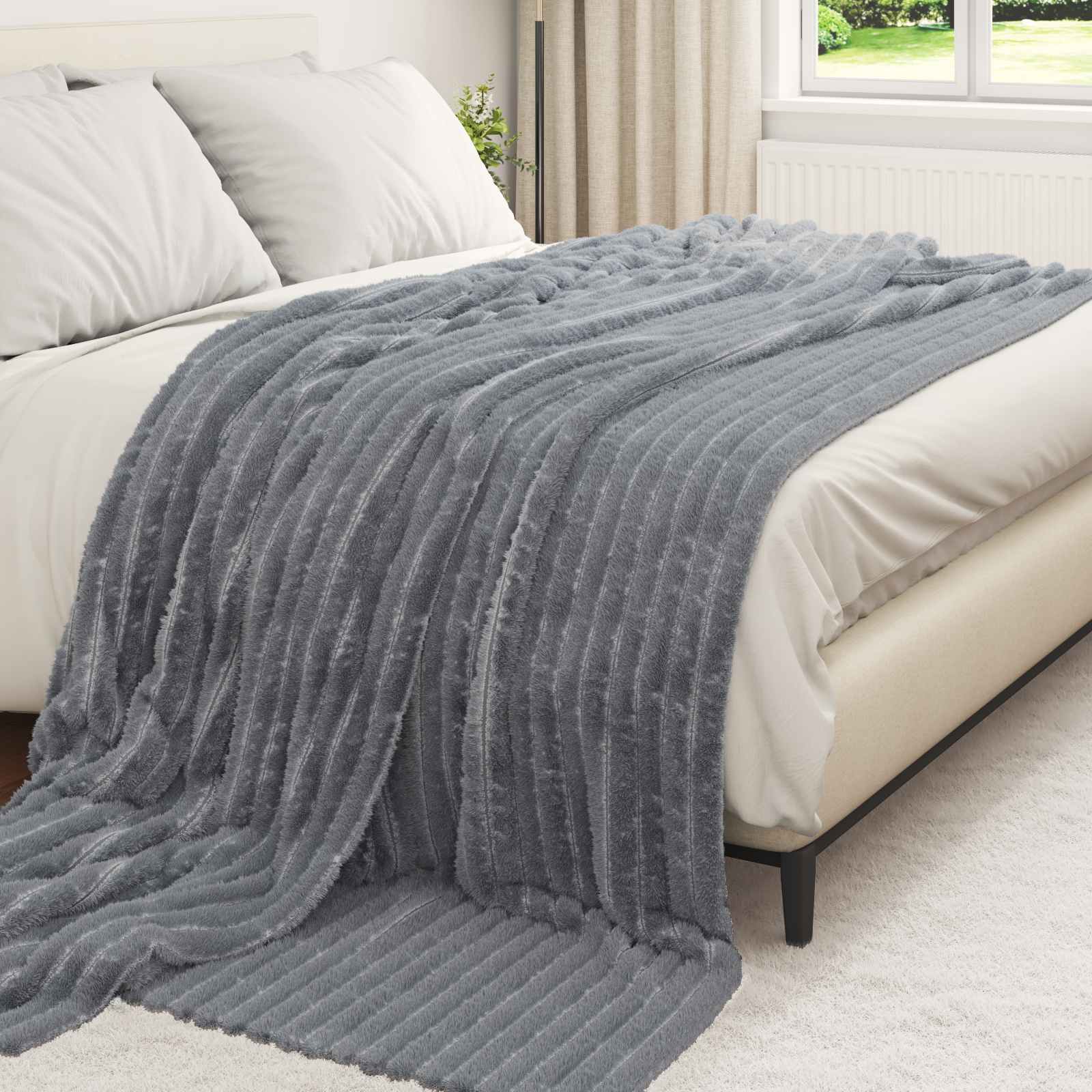 vidaXL Pături de aruncat 6 pcs Gri închis 240 x 220 cm Molton