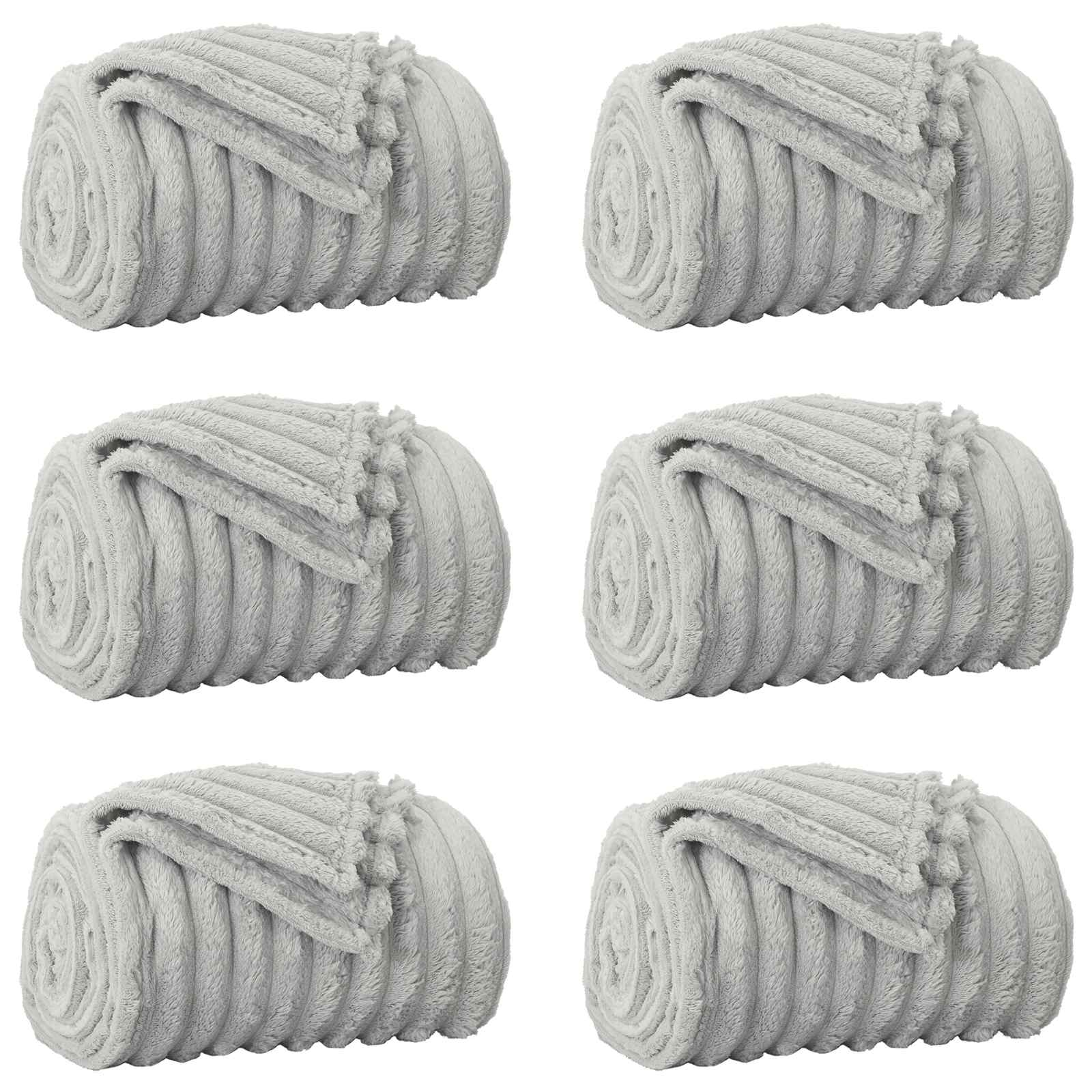 Pături de aruncat 6 pcs Gri 200 x 150 cm Molton [1]
