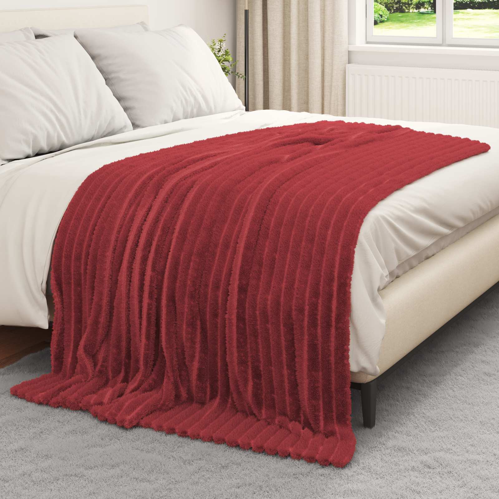 vidaXL Pături de aruncat 6 pcs Roșu Bordeaux 200 x 150 cm Molton