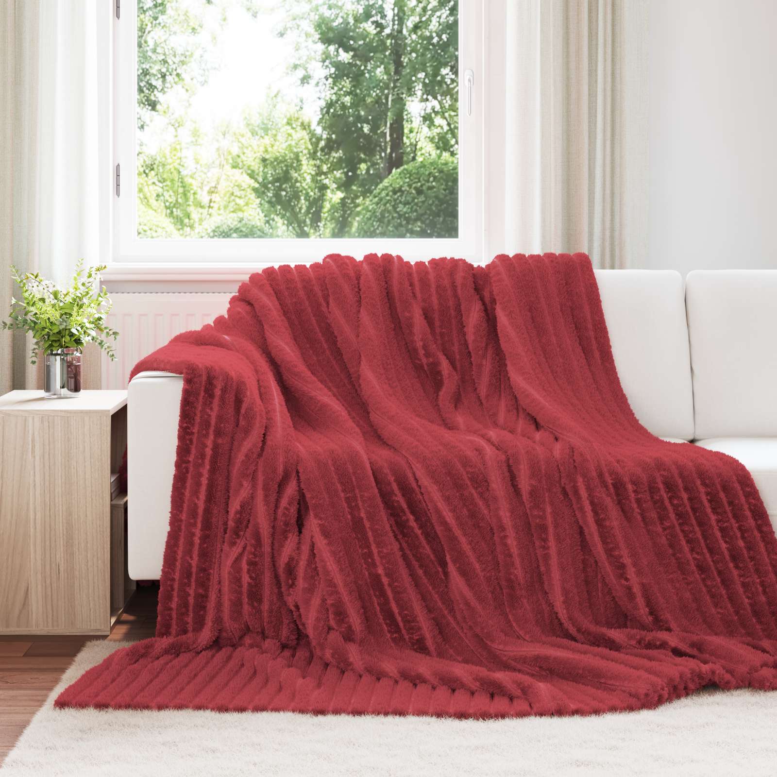Kleden 6 stuks Bordeaux Rood 240 x 220 cm Fleece image 1