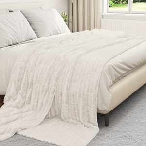 Dekorační deky 6 pcs Krémová 270 x 240 cm Fleece - obrázek 3