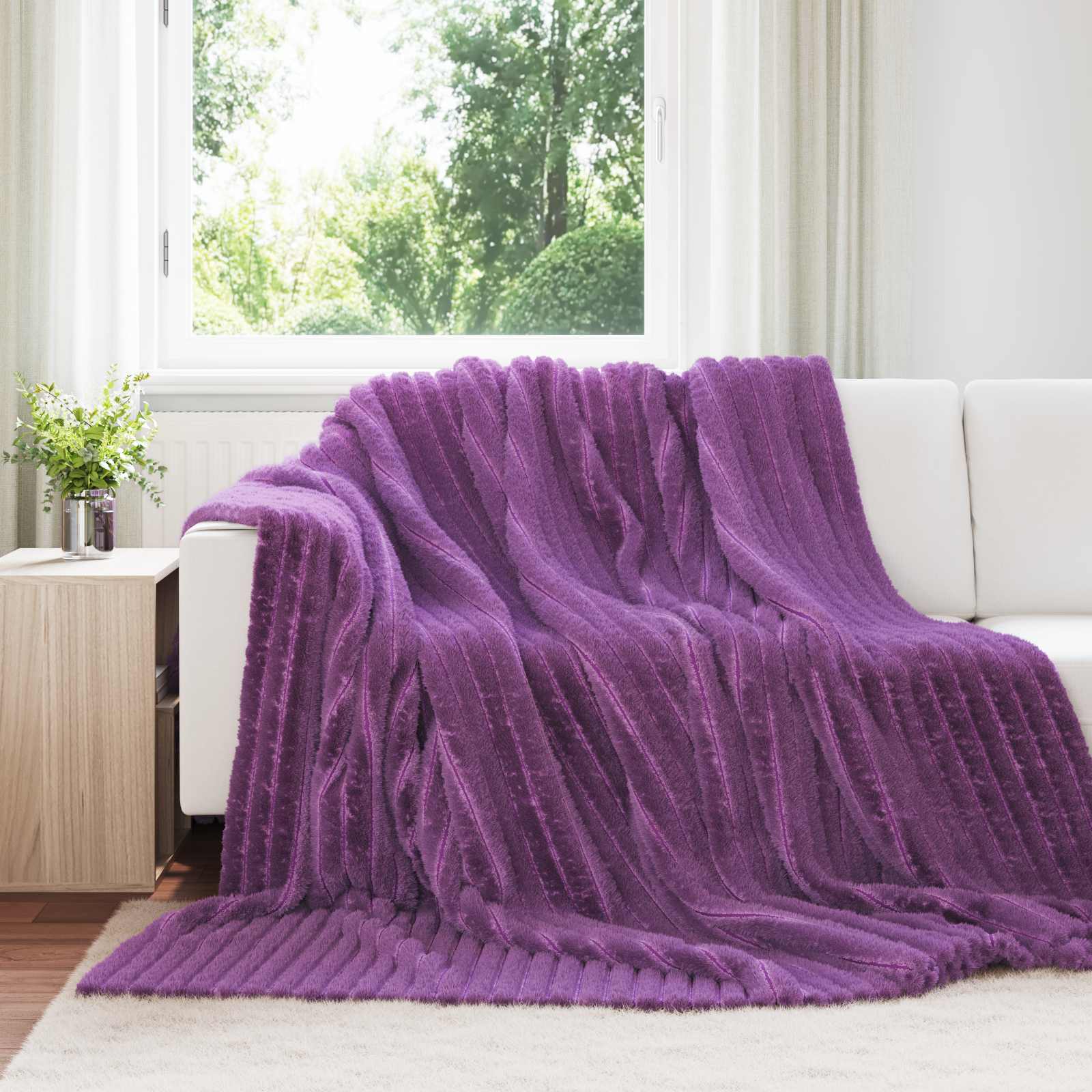 vidaXL Wohndecken 6 Stück Lila 240 x 220 cm Fleece