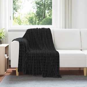 Plažová deka Černá 150 x 130 cm Fleece - obrázek 1