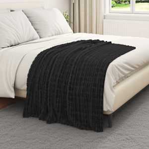 Plažová deka Černá 150 x 130 cm Fleece - obrázek 3