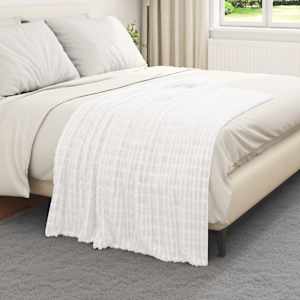 Plažová deka Bílá 150 x 130 cm Fleece - obrázek 3