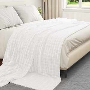 Plažová deka Bílá 270 x 240 cm Fleece - obrázek 3