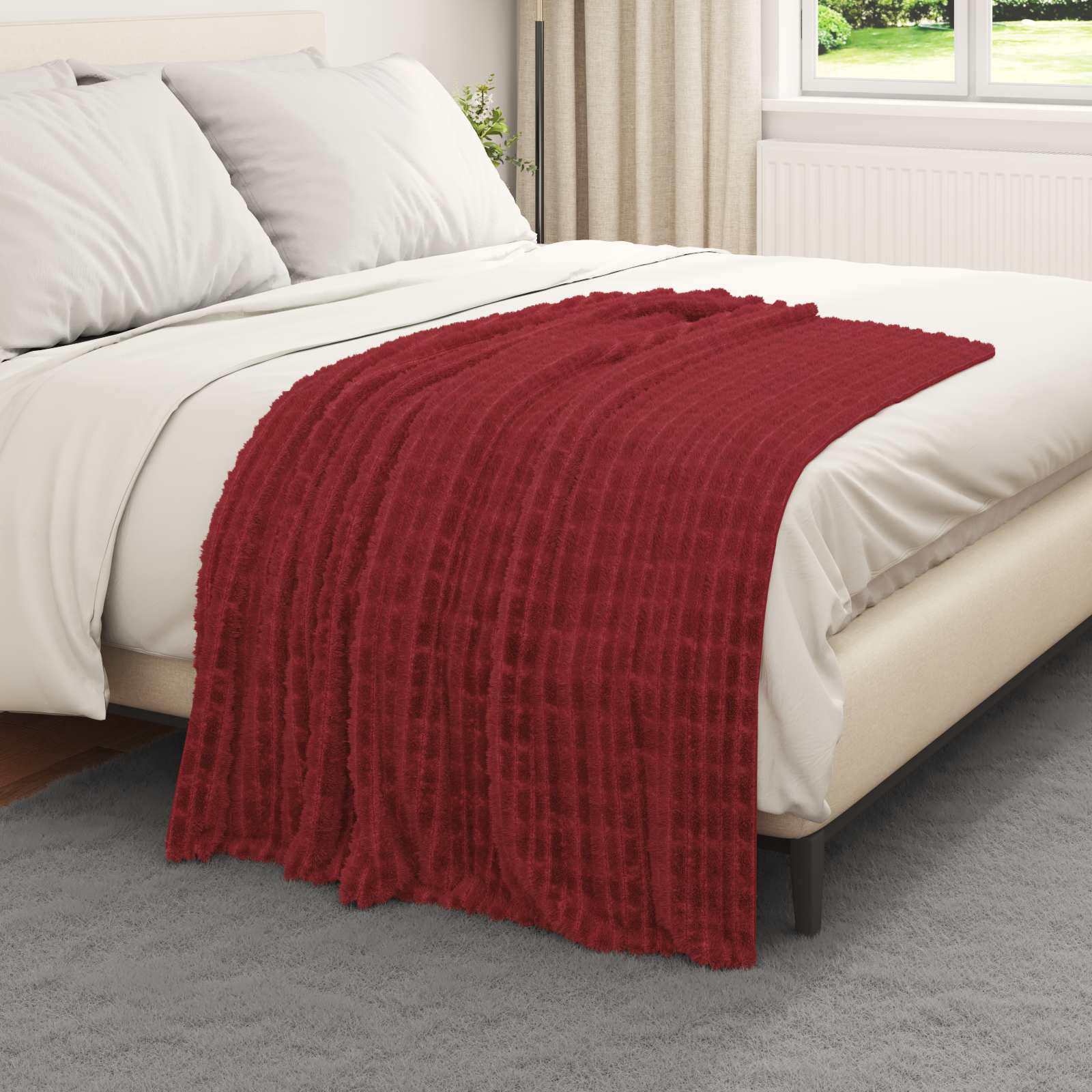 Gooi Deken Bordeaux Rood 150 x 130 cm Fleece image 1