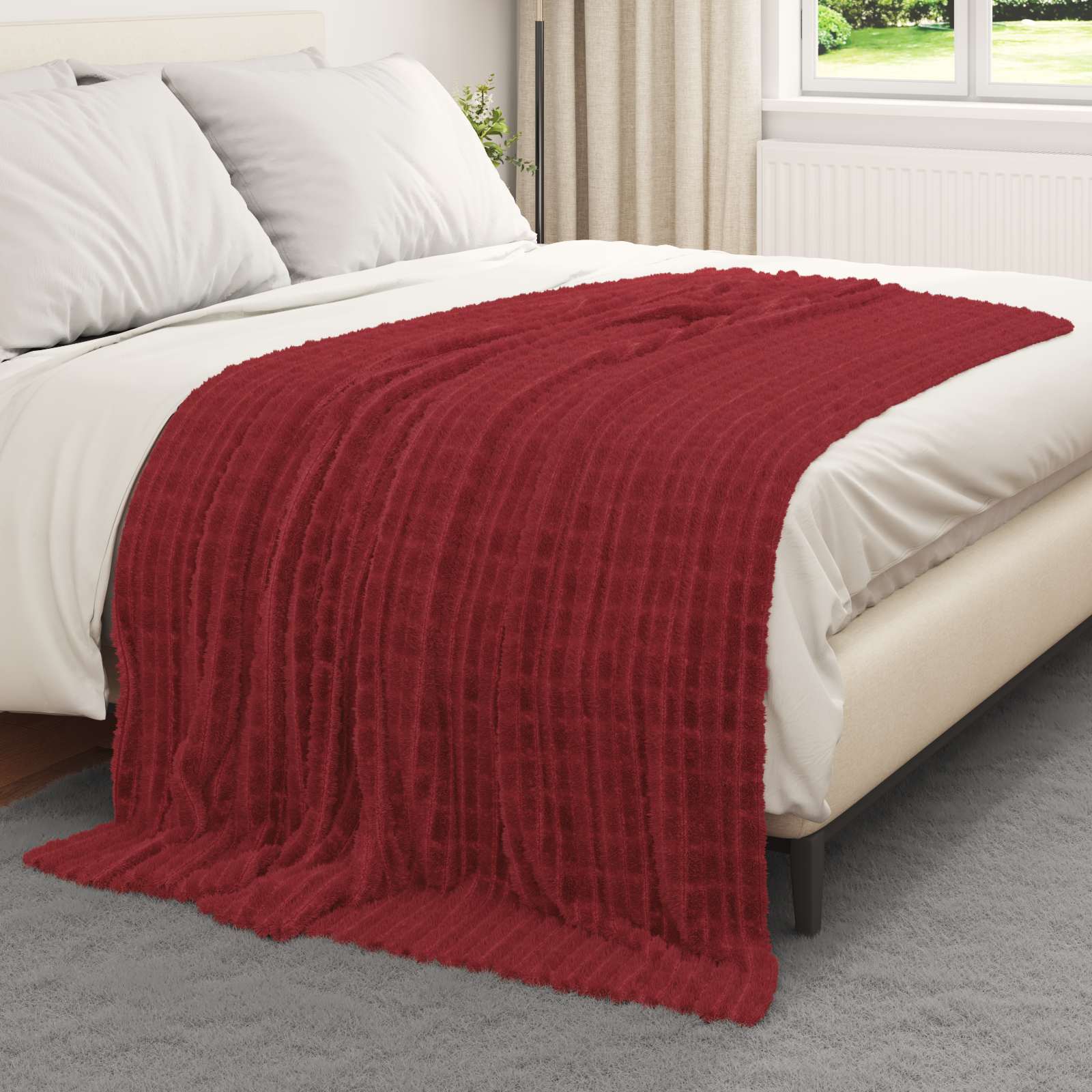Gooi Deken Bordeaux Rood 200 x 150 cm Fleece image 3
