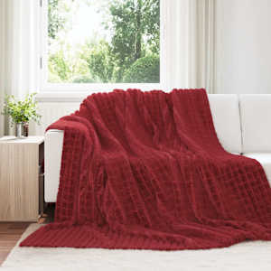 Plažová deka Bordeaux červená 240 x 220 cm Fleece - obrázek 1