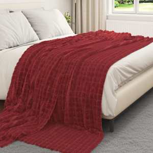 Plažová deka Bordeaux červená 270 x 240 cm Fleece - obrázek 3