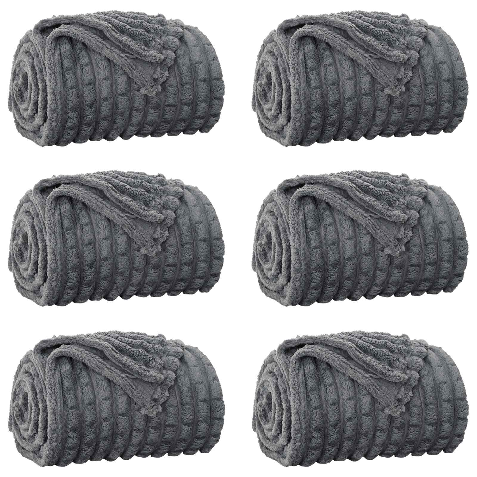 Pături de aruncat 6 pcs Gri închis 200 x 150 cm Molton [1]
