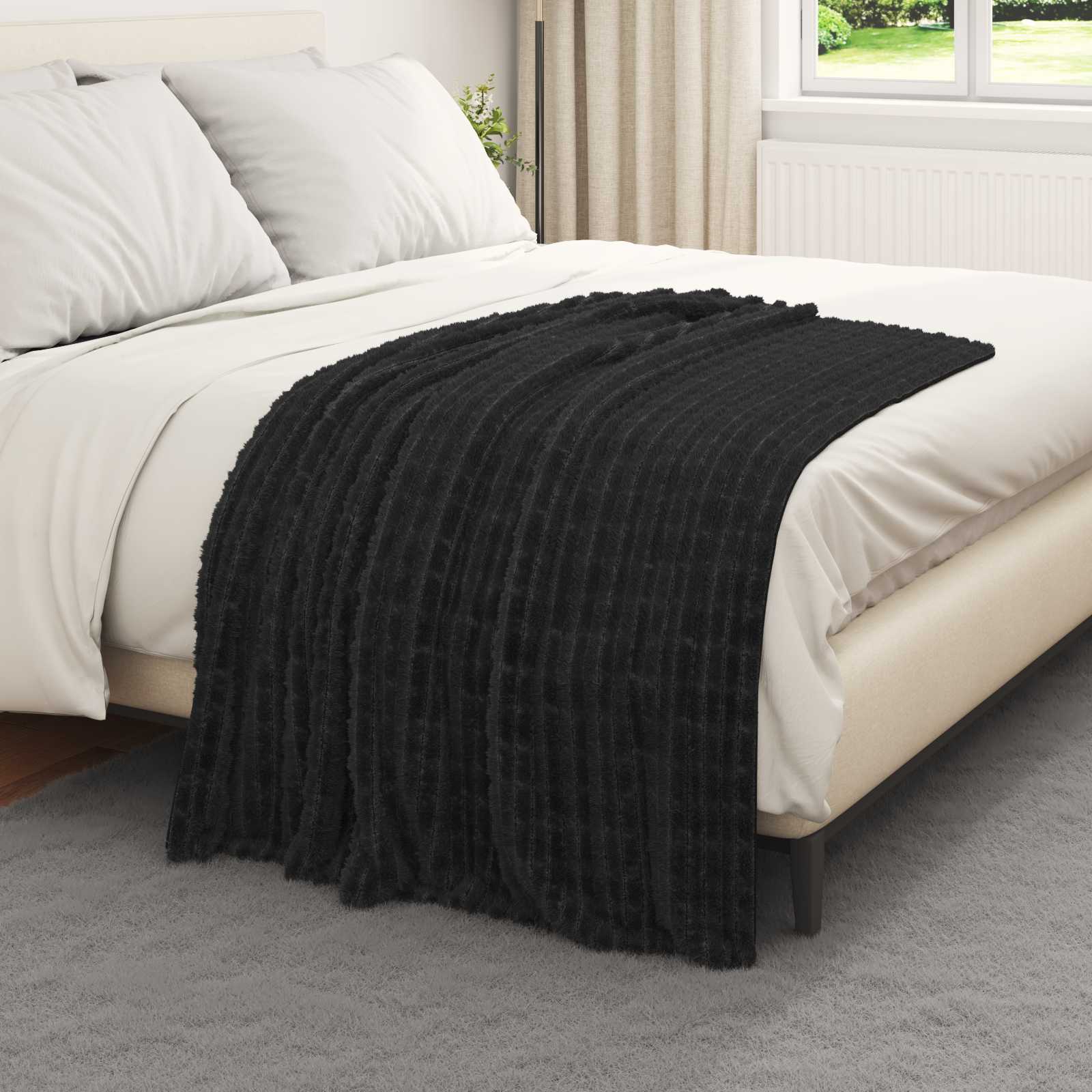 vidaXL Wohndecken 6 Stück Schwarz 150 x 130 cm Fleece
