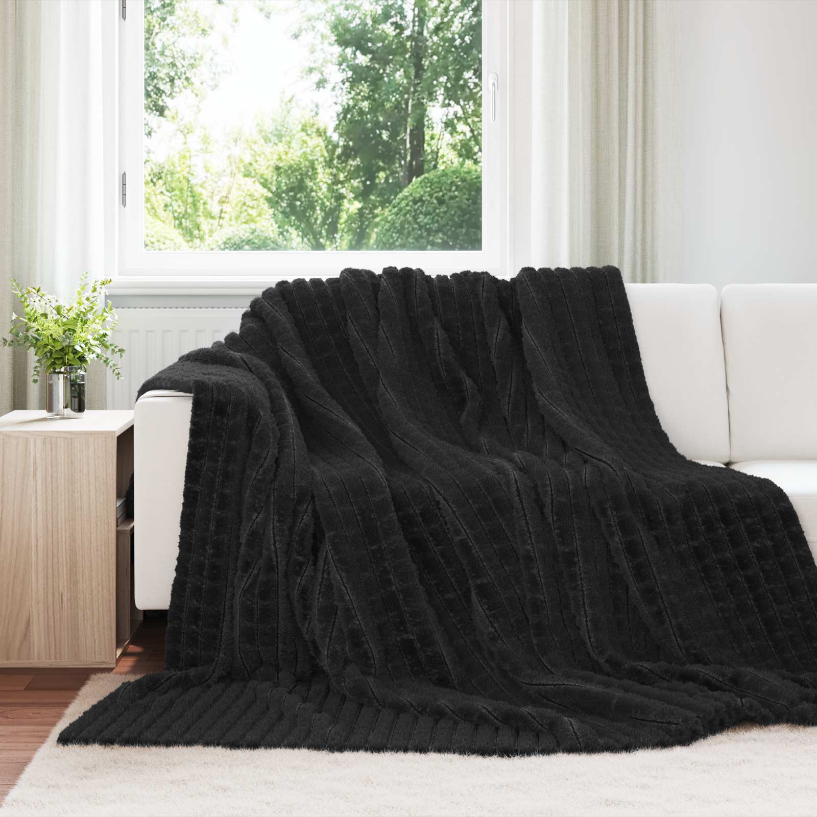 vidaXL Wohndecken 6 Stück Schwarz 270 x 240 cm Fleece