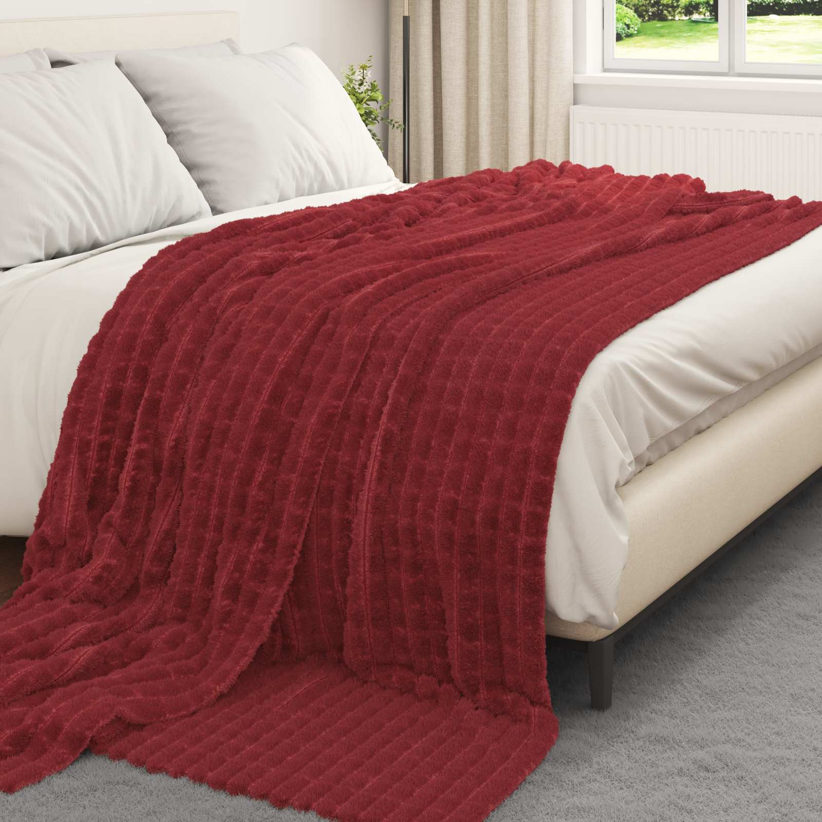 Kleden 6 stuks Bordeaux Rood 240 x 220 cm Fleece image 3