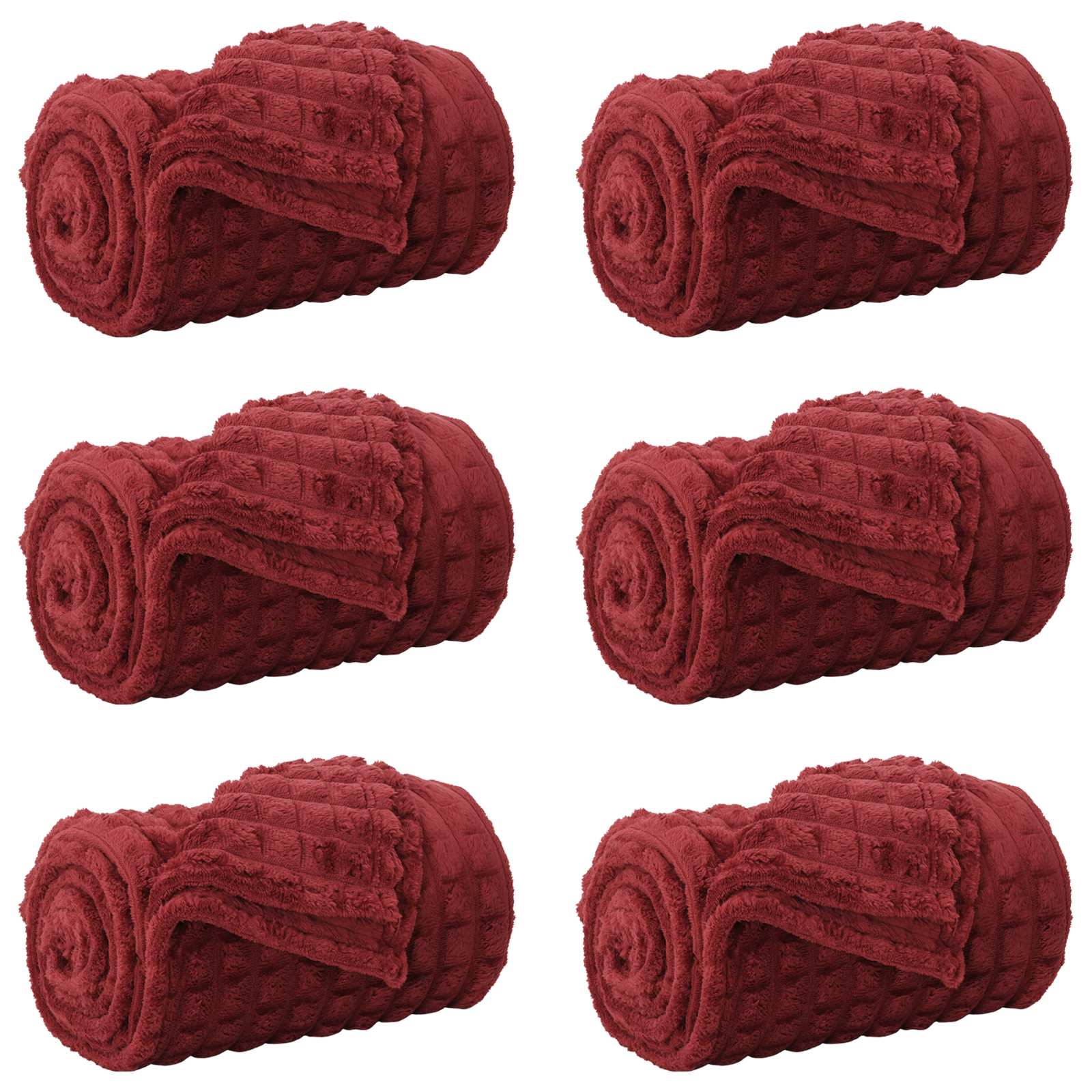 Kleden 6 stuks Bordeaux Rood 270 x 240 cm Fleece image 2